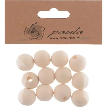 Dětské navlékací korálky Korálky 20mm, 12ks dřevěné, přírodní