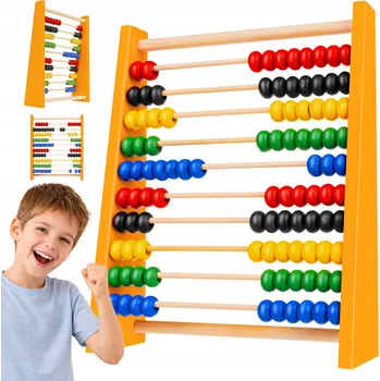 Dřevěná hračka DŘEVĚNÉ Počítadlo EKO DŘEVO tradiční Vzdělávací Školní UČENÍ POČÍTÁNÍ