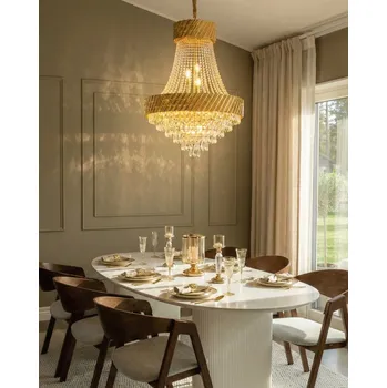 Závěsné svítidlo zlatá kovová základna křišťál ⌀ 70 cm lustr glamour styl jídelna obývací pokoj Beliani