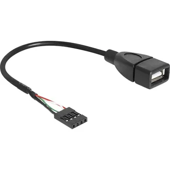 elektrický kabel Delock USB kabel USB 2.0 plochý konektor 4pol., USB-A zásuvka 0.20 m černá UL certifikace 83291