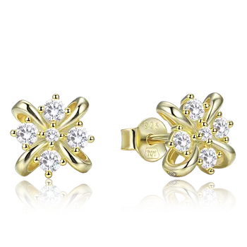 Náušnice MINET Elegantní pozlacené stříbrné náušnice se zirkony JMAN0680GE00