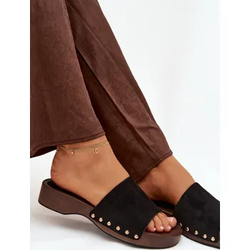 Dámské žabky Dámské pantofle se zlatými sponami Černé Ferinna 41