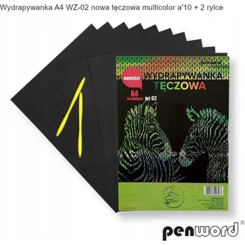 Obraz Tęczová seškrabávací karta Penword WZ-02 A4 10 listů + 2 rydla