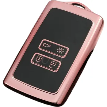 TPU pouzdro na dálkové ovládání pro Renault a Dacia s přívěskem, kompatibilní s Koleos, Kadjar, Clio, Captur, Megane, Talisman, Espace, Zoe, Scenic 4, Arkana, Sandero růžová