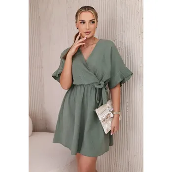 Dámské šaty Mušelínové šaty s pasem khaki UNI