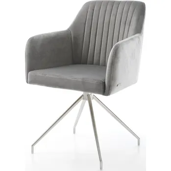 Jídelní židle DELIFE Jídelní židle Greg-Flex samet šedá křížová podnož zúžená nerezová ocel taštičkové pružiny