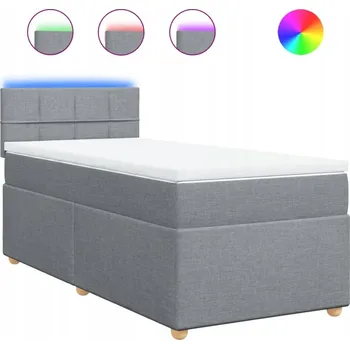 Postel Kontinentální postel s LED osvětlením, světle šedá, 200x100x100,5 cm, matrace 100x200x20