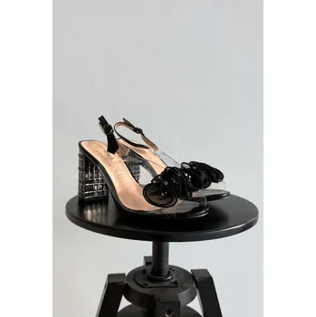 Dámská obuv Sandály na podpatku s krystaly D&A MR52-237 Černé 38