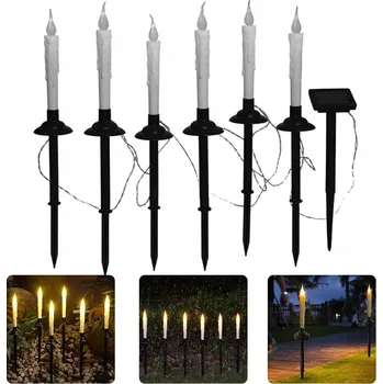 Venkovní osvětlení 6x Solární lampa LUCERNA se svíčkou dekorace Sloupek Zahradní LED Venkovní