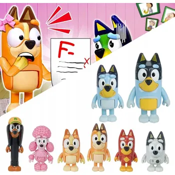 Figurka 8 KS BLUEY BINGO SADA FIGUREK POSTAVIČKY POHÁDKA RODINA BLUE NA DÁREK