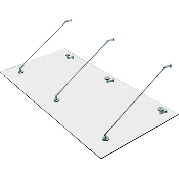 Stříška nad vchodové dveře HOMCOM stříška skleněná stříška dveří z tvrzeného skla (ESG) nerezová ocel čiré sklo 3 velikosti (200x90cm) (L) | Aosom