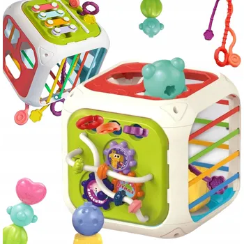 Hračka pro nejmenší Kostka aktivit Woopie plastová, vícebarevná, zvuková, od 6 měsíců