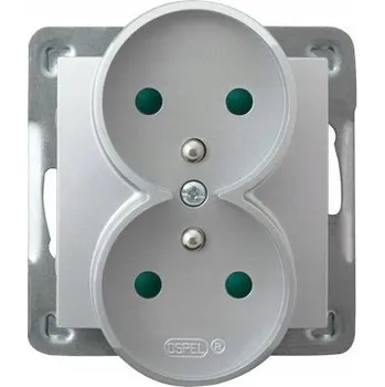 Elektrická zásuvka Stříbrná nástěnná Elektrická Zásuvka Ospel