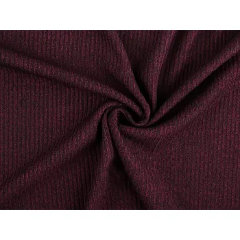 Žebrovaná šatová pletenina / svetrovina METRÁŽ - 2 (320 g/m²) vínová