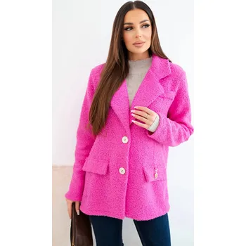 Dámská bunda z měkké ovčí vlny s límcem růžová UNI