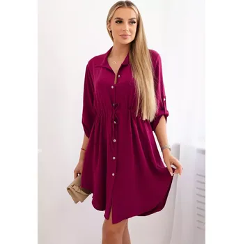 Dámské šaty Šaty se zapínáním na knoflíky a zavazováním v pase Burgundsko UNI