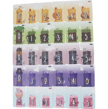 Desková hra 5 věží pro 2-6 hráčů Rychlá strategická karetní zábava pro děti i dospělé s roztomilými detaily.