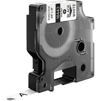Kotouček do pokladny a tiskárny štítků páska do štítkovače DYMO IND RHINO 18443 vinyl Barva pásky: bílá Barva písma:černá 9 mm 5.5 m