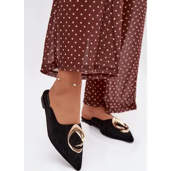 Dámské žabky Dámské pantofle Mule s ozdobným zlatým detailem Černé Galvella 36