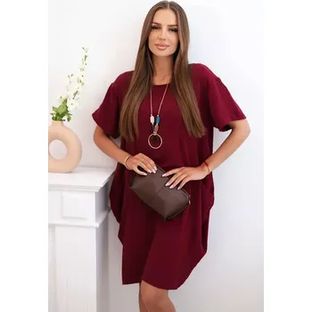 Dámské šaty Šaty s kapsami a přívěskem tmavě vínová UNI
