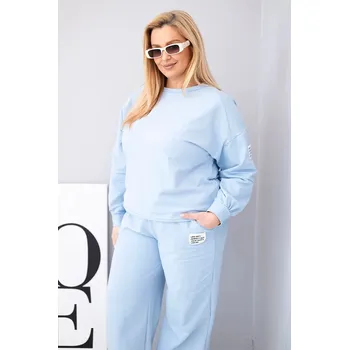 Dámská halenka Dámská souprava Plus Size bavlněná s volnou mikinou a kalhotami s širokým nohavicí modrá UNI