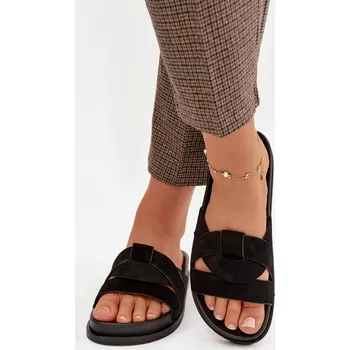 Dámské žabky Dámské pantofle Eko semiš s pásky Černé Marivessa 39