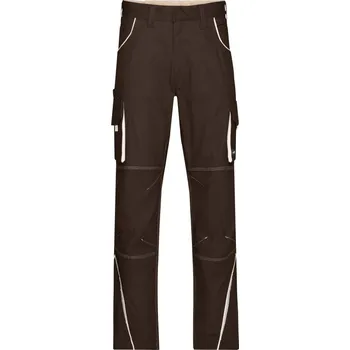 montérky James & Nicholson Kalhoty JN Color do pasu, pracovní COT02847Ms48n3-brown/stone 48 Hnědá/stone