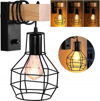 Nástěnné svítidlo Nástěnné svítidlo E27 lampa DŘEVO interiérové nástěnné LED 40W černé