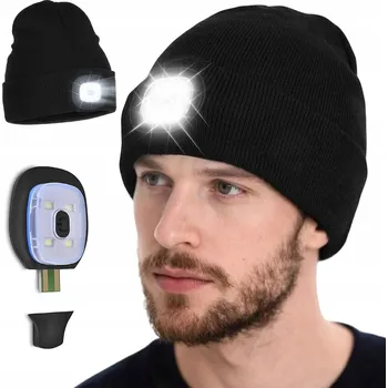 Čepice ZIMNÍ PRACOVNÍ ČEPICE S LED SVÍTILNOU, USB PŘIPOJENÍ, 3 ÚROVNĚ JASU