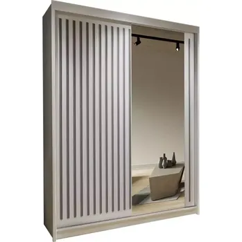 Šatní skříň Skříň Royal 150 bílý/lamely šedý