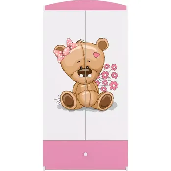 Ložnicová sestava Skříň Babydreams růžová - Medvídek s kytičkami