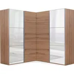 Rohová šatní skříň Merida dub divoký/zrcadlo