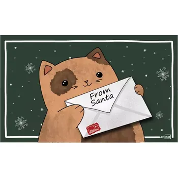 Vánoční rohožka 40x60 cm K-601-1 Kočka s dopisem od Santa Clause