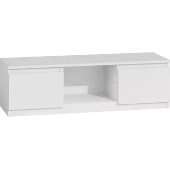 Televizní stolek Tv Stolek 120 Sklo Bílý /Bílý Vysoký Lesk