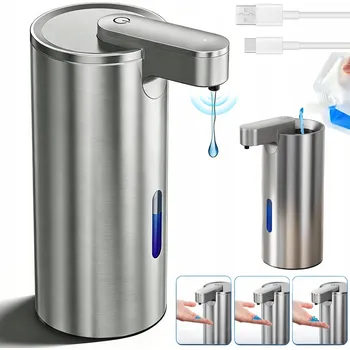 Dávkovač mýdla BEZDOTYKOVÝ DÁVKOVAČ MÝDLA AUTOMATICKÝ 340ML VELKÝ USB NEREZOVÁ OCEL