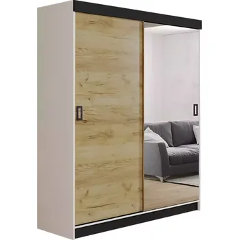 Kancelářská sestava Skříň Retro 138 1l Bílý / Přední Craft Zlatý