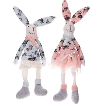 Velikonoční dekorace Velikonoční látková figurka zajíce, sedící, 45 cm, mix 2 variant Barva: Vícebarevná