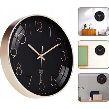 Hodiny ZEGAR ŚCIENNY 12 CALI TICHÉ NÁSTĚNNÉ HODINY ŘÍZENÉ RÁDIEM, MODERNÍ DESIGN, DO OBÝVÁKU NEBO KANCELÁŘE