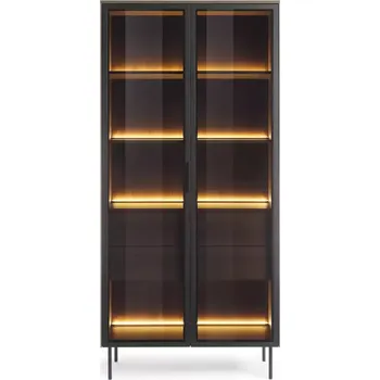 Obývací stěna Vitrína Lumi A 91 2D2S + LED dub dunin + černá