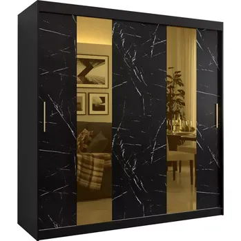 Předsíňová stěna Skříň Platinum Pole 200 černá mramor/černá