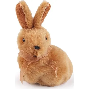 Velikonoční dekorace Velikonoční zajíček plyšový do věnců a truhlíků - 2 hnědá přírodní