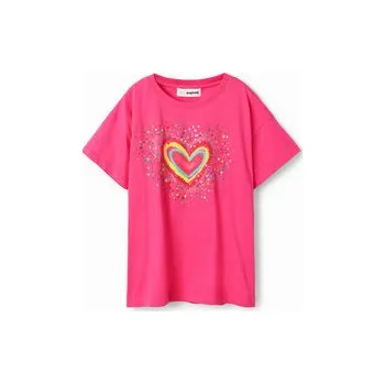 Dámské tričko Desigual T-Shirt 23SGTK20 Růžová Regular Fit 5_6Y