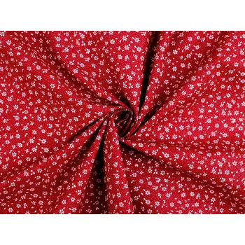 Bavlněná látka / plátno drobné květy METRÁŽ - 3 (22370-2) červená bílá