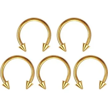Piercing 5 ks Piercing z chirurgické oceli Zahnutá podkova 10 mm Univerzální body piercing do nosu ucha obočí rtu bradavky zlatá