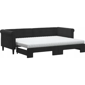 Pohovka Černá rozkládací lenoška-pohovka 2 v 1, 229x90x68 cm