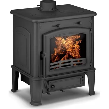 Krbová kamna Litinová krbová kamna FERGUSS Short L s varnými plotnami a externím přívodem vzduchu 10,8 kW + příslušenství