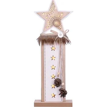 Vánoční dekorace Solight vánoční LED dřevěná dekorace, hvězda, 2x AA