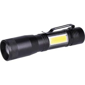 Sport Solight LED kovová svítilna, 150 +60lm, 3W + COB, AA, černá