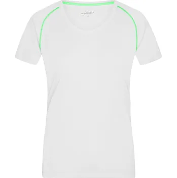 pracovní tričko James & Nicholson Tričko JN 495, funkční, krátký rukáv, dámské COT020495r0102-white/brigh M Bílá/zelená jasná