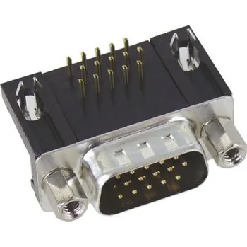 Elektrický konektor Konektor PCB D-Sub, počet kontaktů: 15, orientace těla: Pravý úhel, Průchozí otvor, rozteč: 2.29mm, Samec, 2A, 4-40